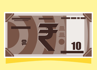 10 Indian Rupee Banknotes paper money vector icon logo illustration and design. India business, payment and finance element. Can be used for web, mobile, infographic, and print.