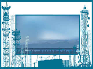 industrian composition with blue antenna silhouettes