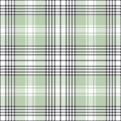 Plaid pattern seamless vector background in grey, light mint green, and white. Striped check plaid for flannel shirt, blanket, duvet cover, or other spring and summer fashion textile design.
