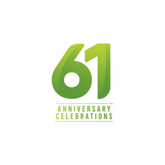 61 Years Anniversary Celebration Number Text Vector Template Design Illustration