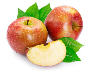 Fresh red apple isolated on white background