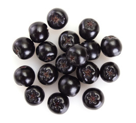Fresh chokeberry on white background