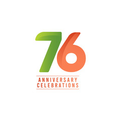 76 Years Anniversary Celebration Number Text Vector Template Design Illustration