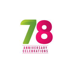 78 Years Anniversary Celebration Number Text Vector Template Design Illustration