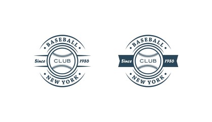 Baseball club logos set. Vector illustration of a baseball ball and text on a white background. Illustration on a sports theme.