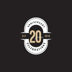 20 Years Anniversary Celebration Number Text Vector Template Design Illustration