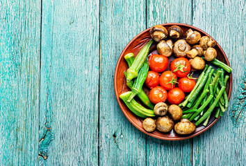 Grilled vegetables in plate