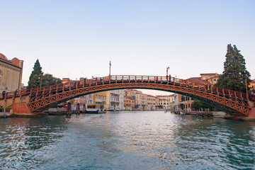 Fototapeta na wymiar Accademia Bridge (Ponte dell'Accademia) across the Grand Canal in Venice, Italy