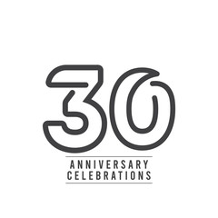 30 Years Anniversary Celebration Number Text Vector Template Design Illustration