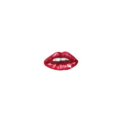 Lips watercolor red love illustration isolated object on a white background smile. For printing onto fabric or print, pattern.