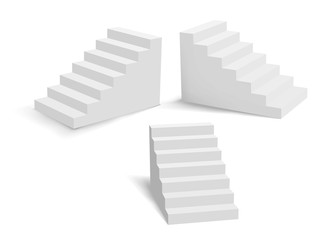 White vector stairs. Realistic 3d image