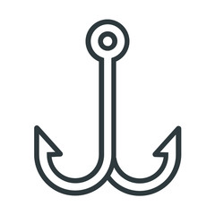 fishing hook black line icon on white background