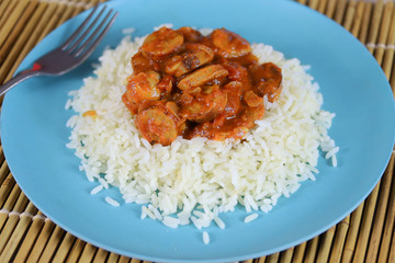 rougail aux saucisses et riz 