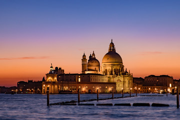 Fototapeta premium Santa Maria della Salute (Saint Mary of Health) at sunset time, a Catholic church in Venice, Italy