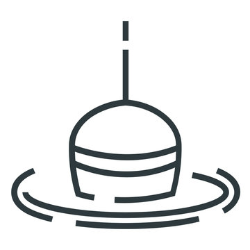 recommend clip art: Fishing float black line icon on white background