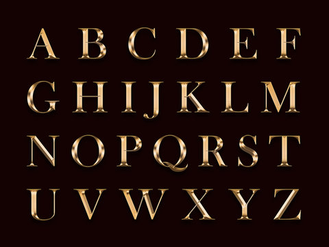 Golden English alphabet