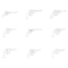 Vector monochrome icon set with Revolvers