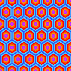 Multi-colored honeycombs. Seamless vector pattern.