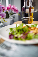 grilled chicken breast and salad