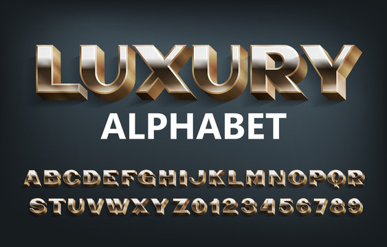 Luxury alphabet font. 3d golden dotted letters and numbers. Stock vector typeset for your design.