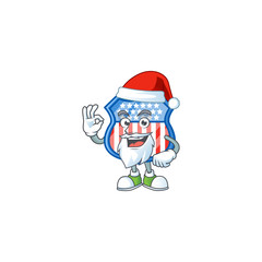 A lovely Santa shield badges USA mascot picture style with ok finger