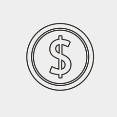 coin dollar sign icon vector illustration and symbol for website and graphic design