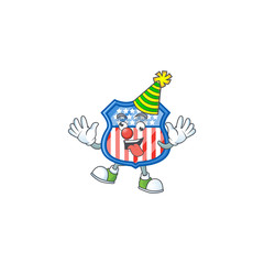 Cute and funny Clown shield badges USA cartoon character mascot style