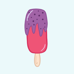 Ice cream. Vector flat illustration. Popsicle ice cream. Figure ice cream in cartoon style. Color illustration