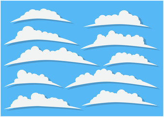 Clouds set isolated on a blue background.