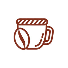 coffee cup drink with grains seeds line style icon