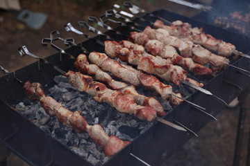 Barbecue on the grill. Grilled meat. Shashlik