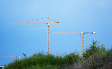 Lots of construction cranes near Ayia Napa in Cyprus.