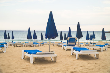 Plenty of sun loungers on the beach.