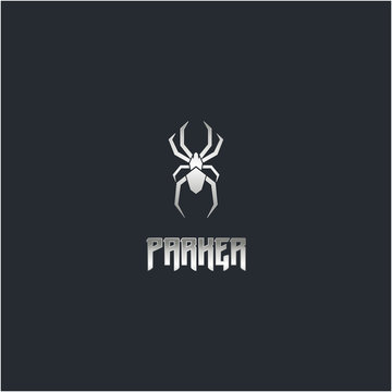 spider logo with Silver metallic design vector