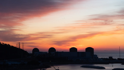 sunset over nuclear power