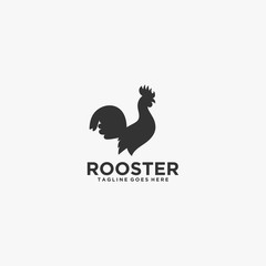 Vector Logo Illustration Rooster Pose Silhouette Style