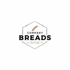 Vintage wheat in polygon emblem badge for Bakery Logo Design Vector