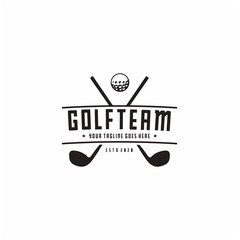 Golf Logo design, vintage retro crossed stick golf badge label logo design