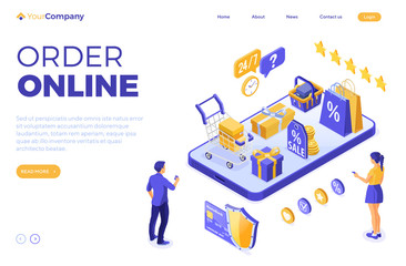 Isometric Online Internet Shopping