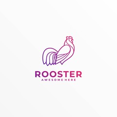 Fototapeta na wymiar Vector Logo Illustration Rooster Elegant Gradient Colorful Style