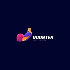 Vector Logo Illustration Rooster Elegant Gradient Colorful Style