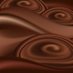 Abstract background with chocolate wave and swirl. Vector illustration