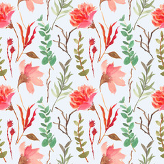 watercolor  botanical floral seamless pattern
