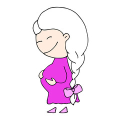 Happy Mother's day. 8 March. Black and white cute cartoon hand drawing family isolated on white background. Vector illustration. Can be used for t-shirt print, fashion design, poster invitation card.