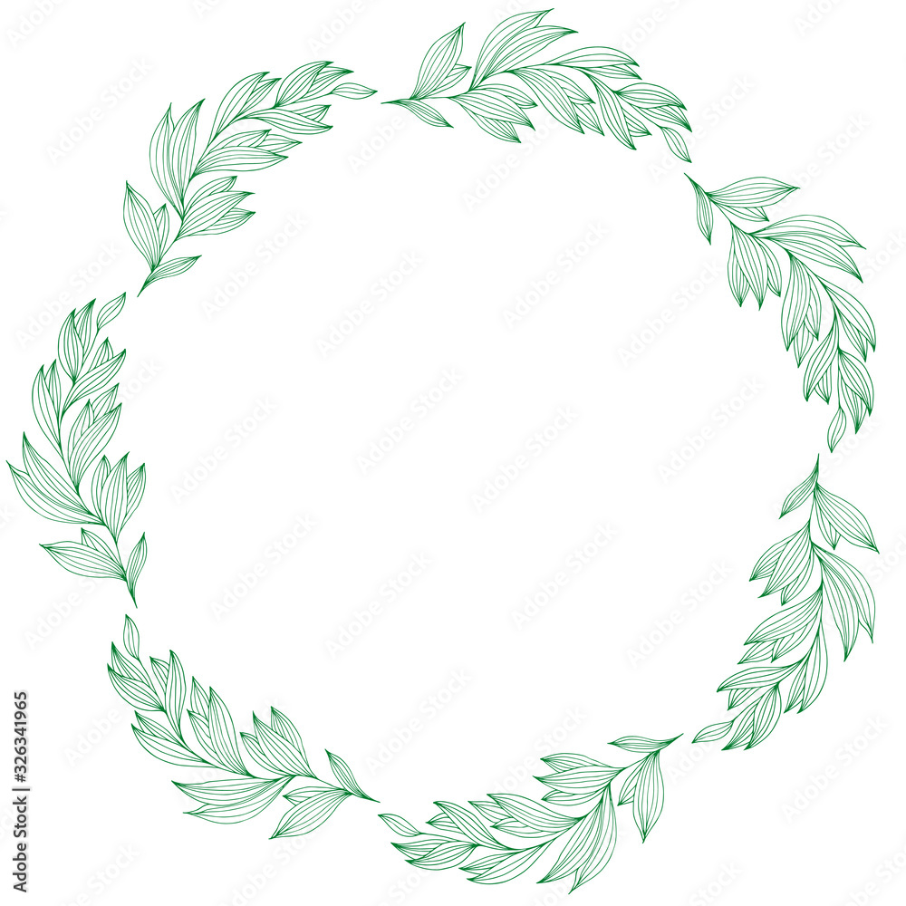 Poster spring branch wreath in hand drawn style, great design for any purposes. romantic design. vector ske