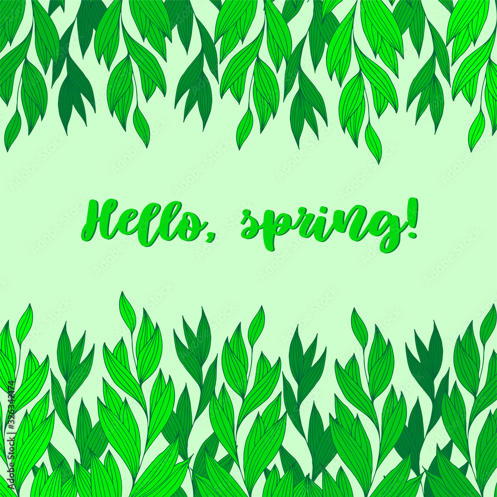 Poster spring branch concept in hand drawn style, great design for any purposes. romantic design. vector sk