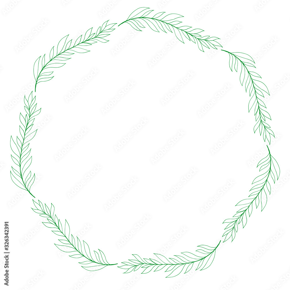 Poster spring branch wreath in hand drawn style, great design for any purposes. romantic design. vector ske