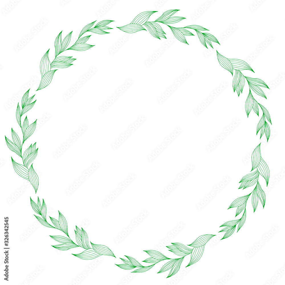 Poster spring branch wreath in hand drawn style, great design for any purposes. romantic design. vector ske