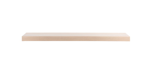 Empty stylish wooden shelf isolated on white