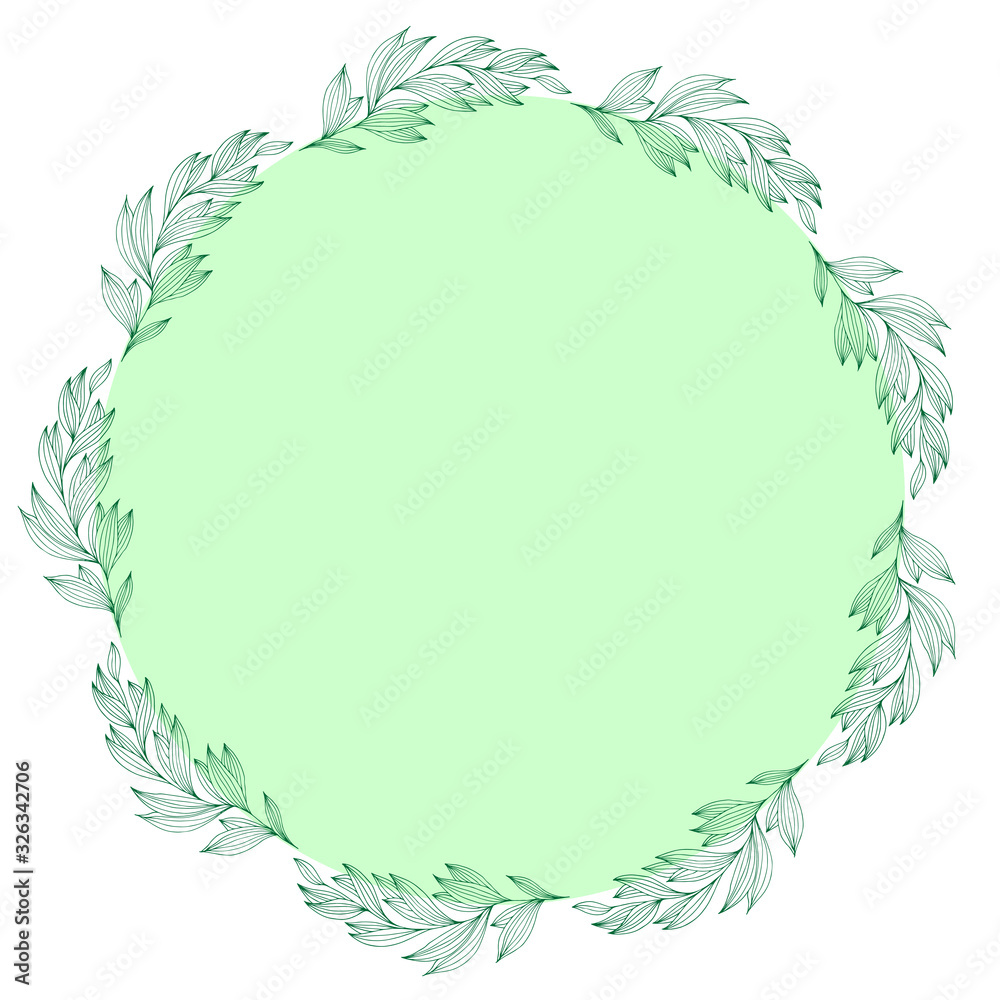 Poster spring branch wreath in hand drawn style, great design for any purposes. romantic design. vector ske